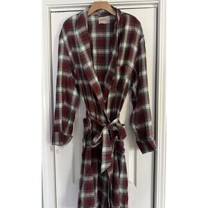 Vintage ROYTEX Robe 60s MODERN Living Maroon Grey Plaid One Size Cotton Light